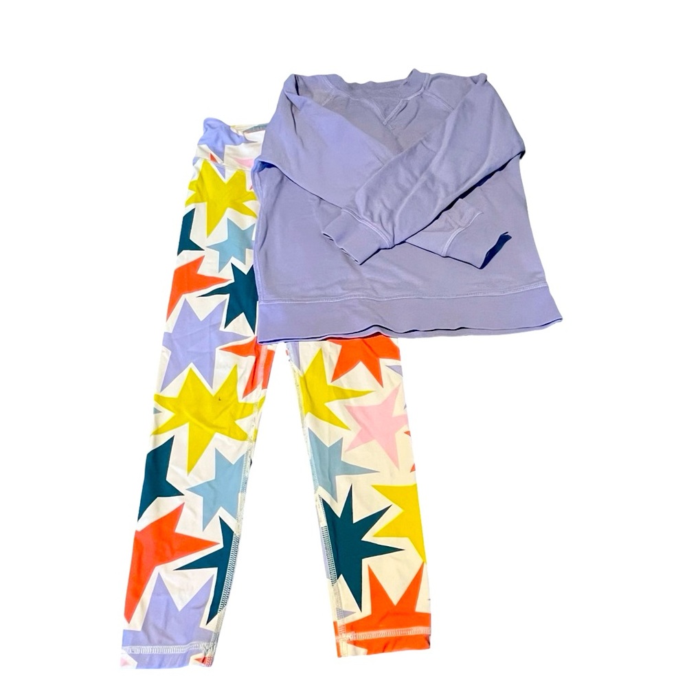 Hanna Andersson Set - Lavender Sweatshirt with Colorful Leggings